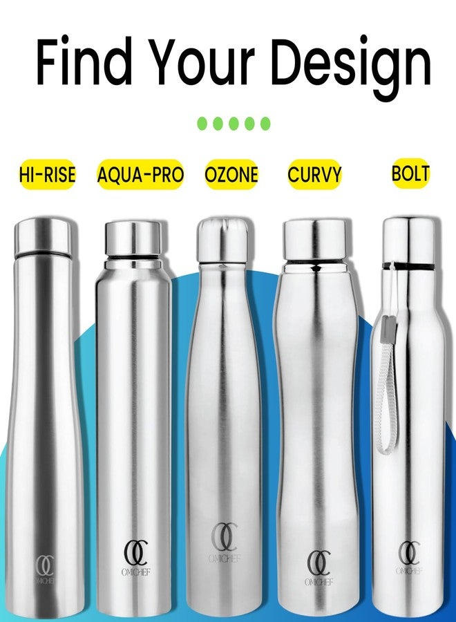 Omichef زجاجة مياه أوميشيف أوزون المصنوعة من الفولاذ المقاوم للصدأ سعة 1000 مل بجدار واحد، مثالية للثلاجة واليوغا/النادي الرياضي/الرياضة/المنزل/المكتب، وخالية من مادة BPA ومقاومة للتسرب (عبوة من قطعتين). - Image 4